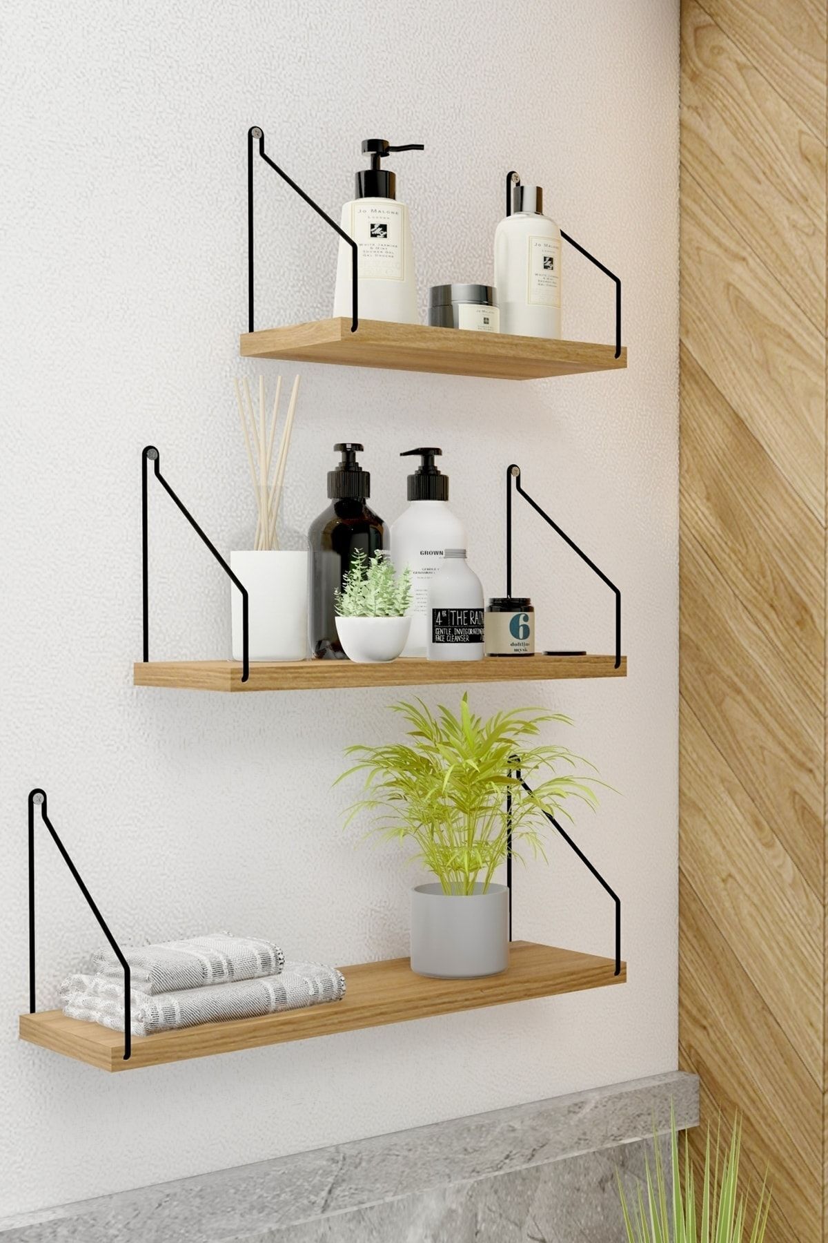 Duvar Rafı 3’lü Set Kitaplık Mutfak Banyo Yaşam Alanı Atlantik .