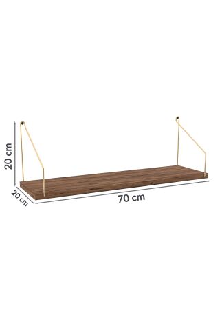 Duvar Rafı Kitaplık Mutfak Banyo Yaşam Alanı 20 X 70 Cm 1 Adet Atlantik Çam Altın Kollu