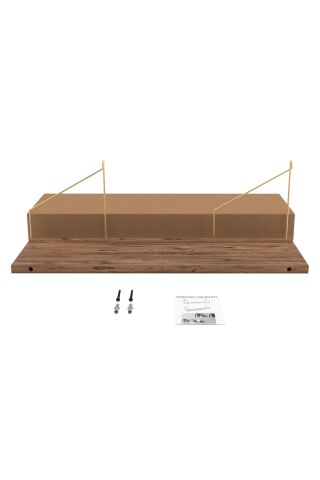 Duvar Rafı Kitaplık Mutfak Banyo Yaşam Alanı 20 X 70 Cm 1 Adet Atlantik Çam Altın Kollu