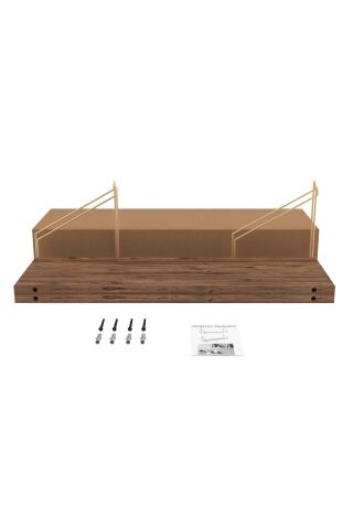 Duvar Rafı Kitaplık Mutfak Banyo Yaşam Alanı 20 X 70 Cm 2 Adet Atlantik Çam Altın Kollu