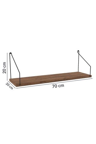 Duvar Rafı Kitaplık Mutfak Banyo Yaşam Alanı 20 X 70 Cm 1 Adet Atlantik Çam Siyah Kollu