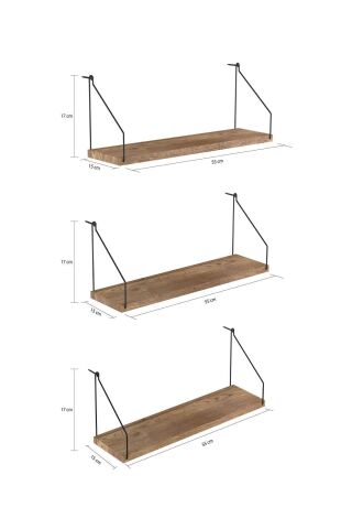 Duvar Rafı Kitaplık Mutfak Banyo Yaşam Alanı 3 'lü Set 15 X 55 Cm .