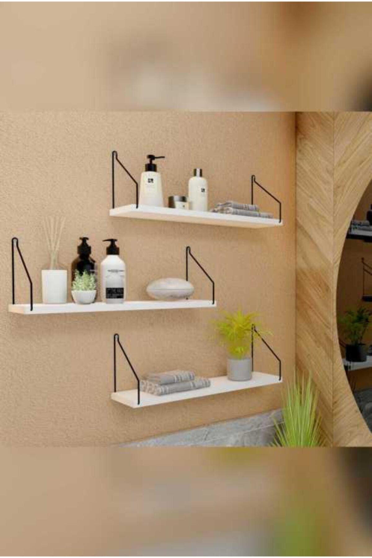 Duvar Rafı Kitaplık Mutfak Banyo Yaşam Alanı 3 Lü Set 15x40 Cm