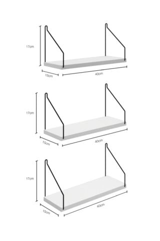 Duvar Rafı Kitaplık Mutfak Banyo Yaşam Alanı 3 Lü Set 15x40 Cm