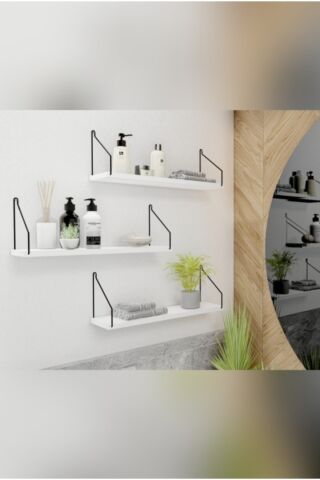 Duvar Rafı Kitaplık Mutfak Banyo Yaşam Alanı 3 Lü Set 15x40 Cm
