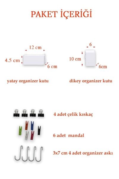 Beyaz Aksesuar Seti Tel Pano Metal Pano İçin